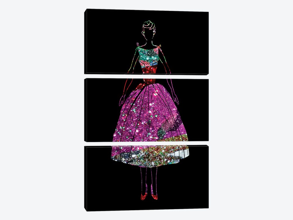 Audrey OZ Stardust Pink Glitter Dress by Notsniw Art 3-piece Canvas Art Print