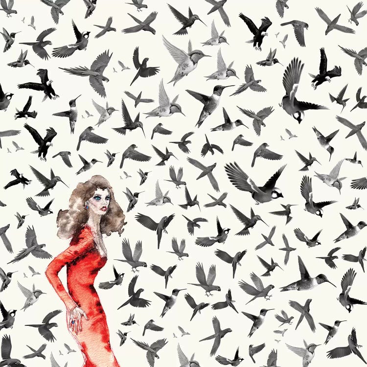 Barcelona Summer Bird Lady by Notsniw Art wall art