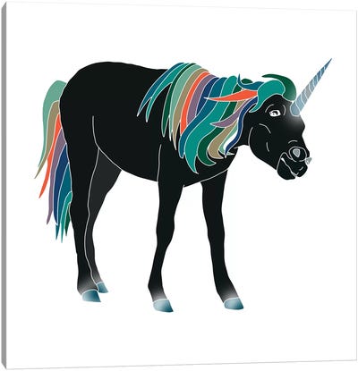Black Unicorn Canvas Art Print - Unicorn Art