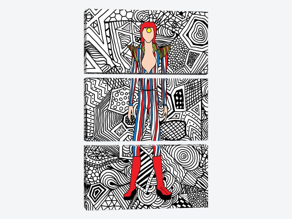 Bowie Fashion III by Notsniw Art 3-piece Canvas Wall Art