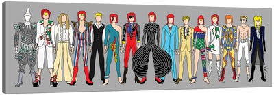 Bowie Line Up Canvas Art Print - Notsniw Art