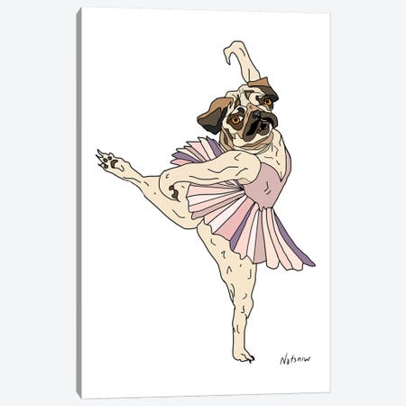 Dog Ballerina Tutu, Pug Canvas Print #NOT19} by Notsniw Art Art Print