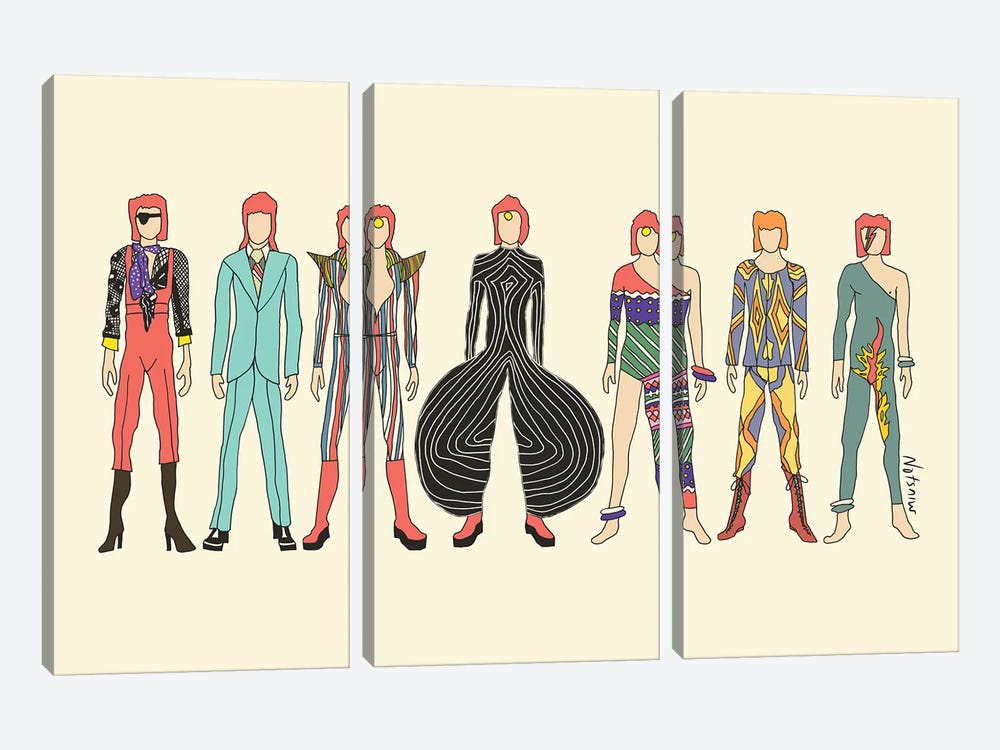 7 Redheaded Bowies by Notsniw Art 3-piece Canvas Art Print