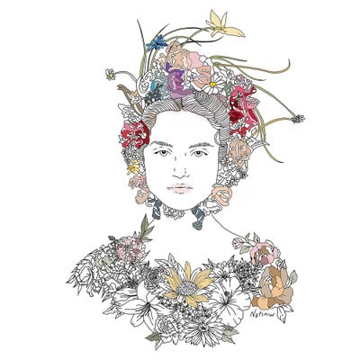 Floral Girl by Notsniw Art canvas print