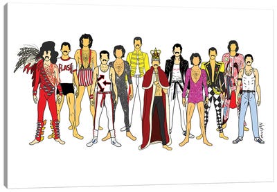 Freddie Mercury Line-Up Canvas Art Print - Freddie Mercury