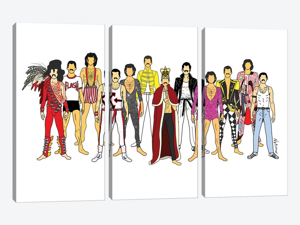 Freddie Mercury Line-Up by Notsniw Art 3-piece Canvas Print