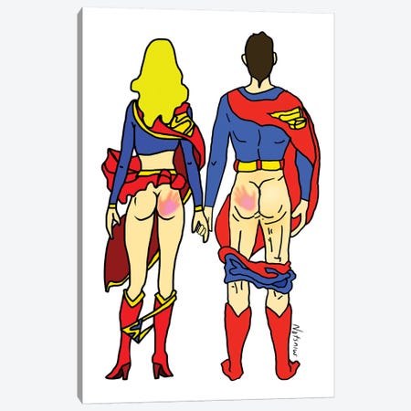 Hero Butt Lovers Are Super Canvas Print #NOT26} by Notsniw Art Art Print