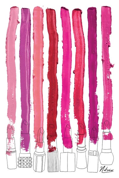 Make-Up: Lipstick Stripes Floral Fuschia Red by Notsniw Art