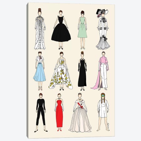 The Many Outfits Of Audrey Canvas Print #NOT37} by Notsniw Art Canvas Wall Art