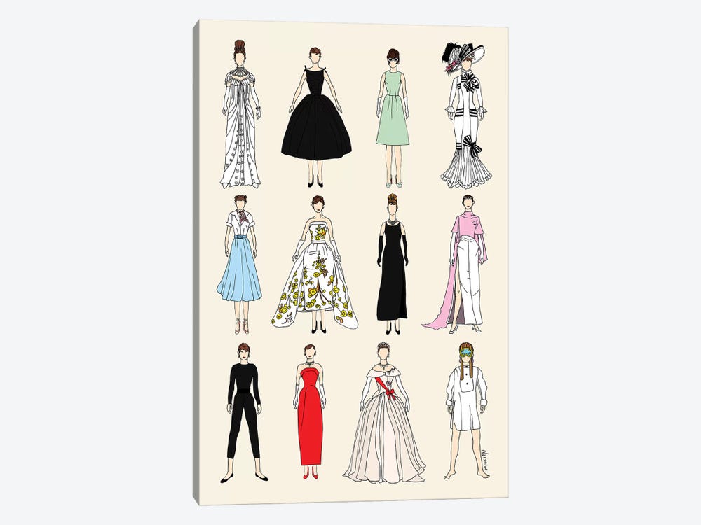 The Many Outfits Of Audrey by Notsniw Art 1-piece Canvas Artwork