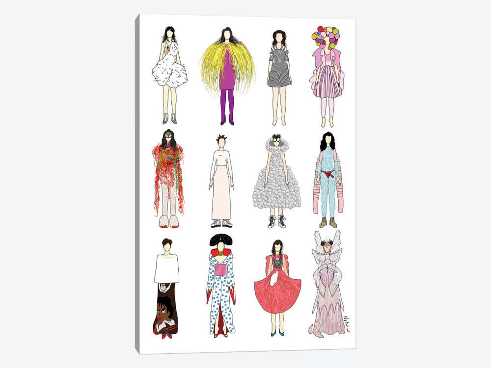 The Many Outfits Of Bjork by Notsniw Art 1-piece Canvas Print