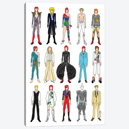 The Many Outfits Of Bowie Canvas Print #NOT39} by Notsniw Art Canvas Print