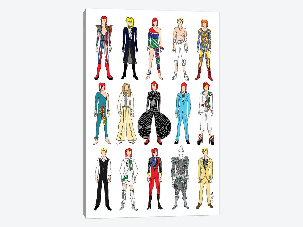 The Many Outfits Of Bowie by Notsniw Art 1-piece Canvas Wall Art