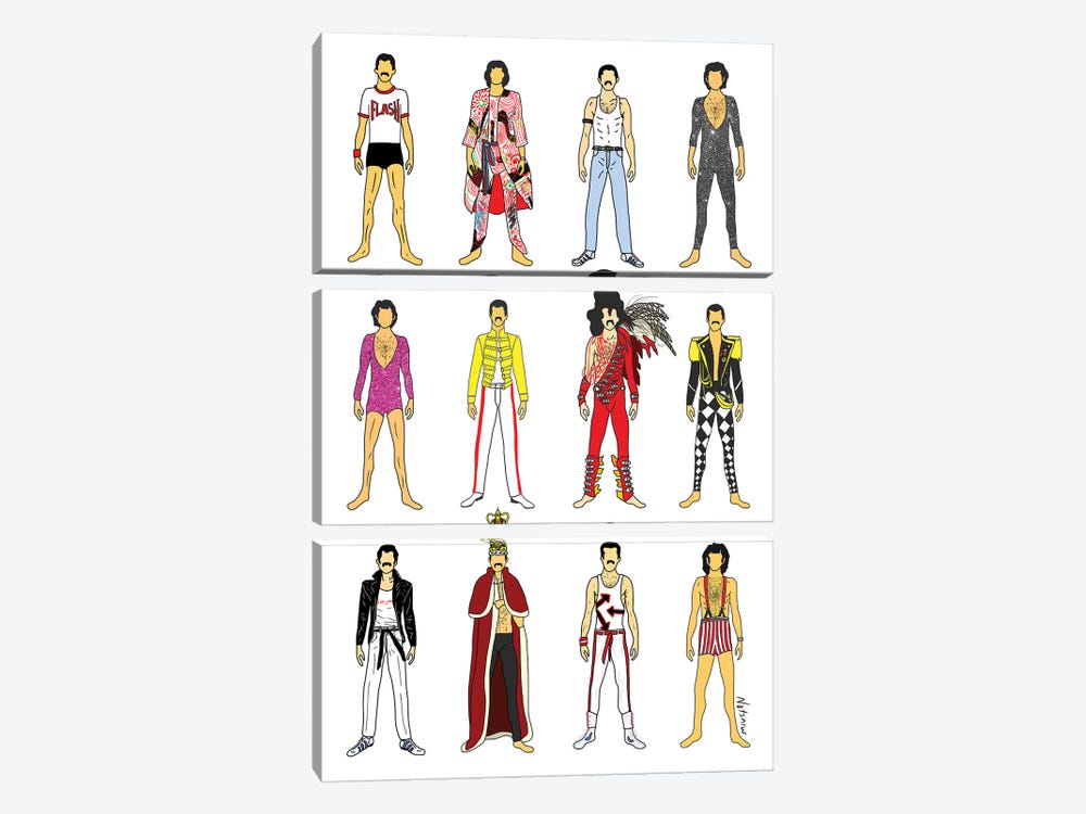 The Many Outfits Of Freddie 3-piece Canvas Art