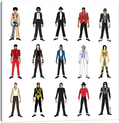 The Many Outfits Of The King Of Pop Canvas Art Print - Michael Jackson