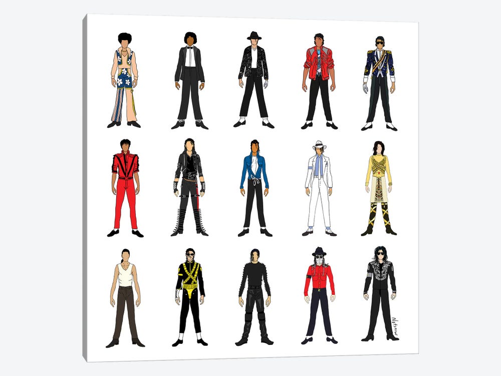 The Many Outfits Of The King Of Pop by Notsniw Art 1-piece Canvas Print