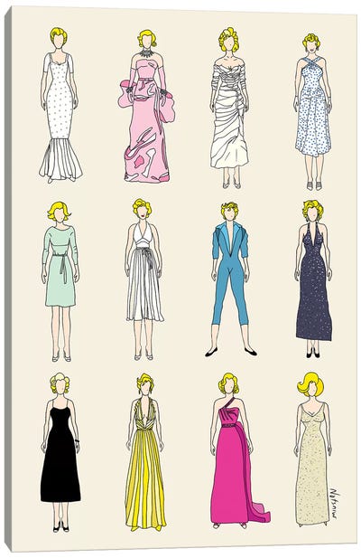 The Many Outfits Of Marilyn Canvas Art Print - Notsniw Art