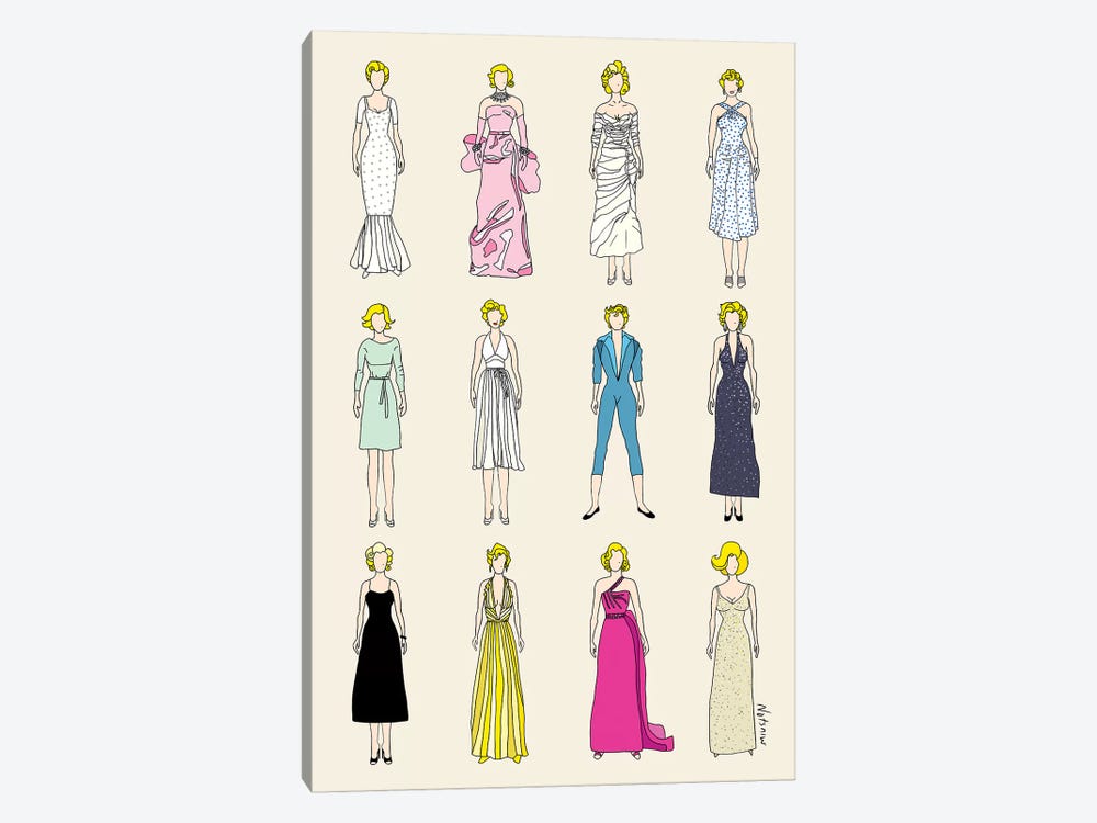 The Many Outfits Of Marilyn by Notsniw Art 1-piece Canvas Print