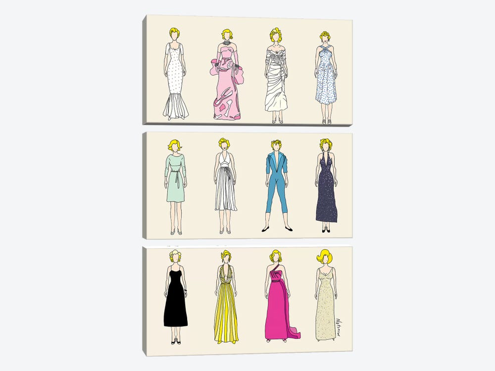 The Many Outfits Of Marilyn by Notsniw Art 3-piece Art Print