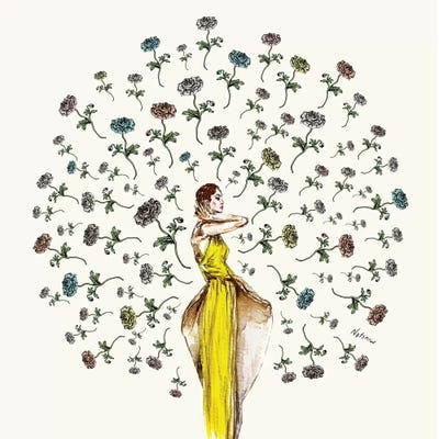 Paris Summer Flower Girl by Notsniw Art canvas print