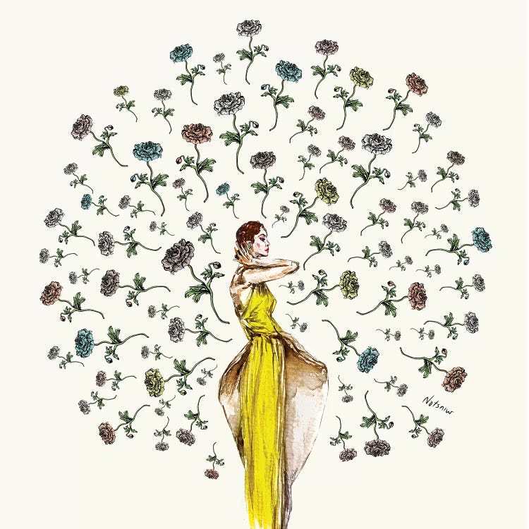 Paris Summer Flower Girl by Notsniw Art wall art