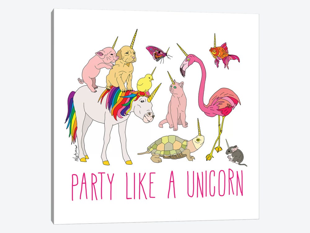 Party Like A Unicorn by Notsniw Art 1-piece Canvas Artwork