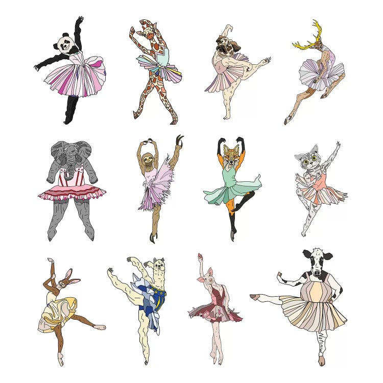 Animal Square Dance by Notsniw Art wall art