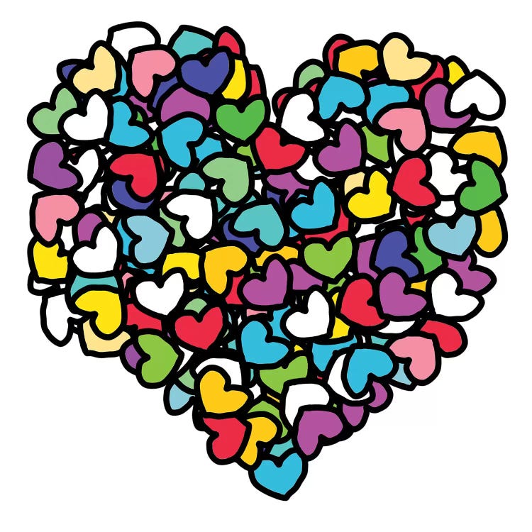 Rainbow Hearts Love by Notsniw Art wall art