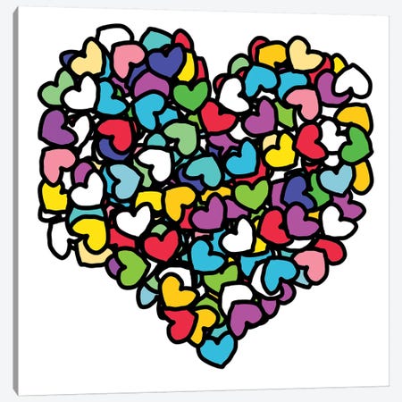 Rainbow Hearts Love Canvas Print #NOT50} by Notsniw Art Art Print