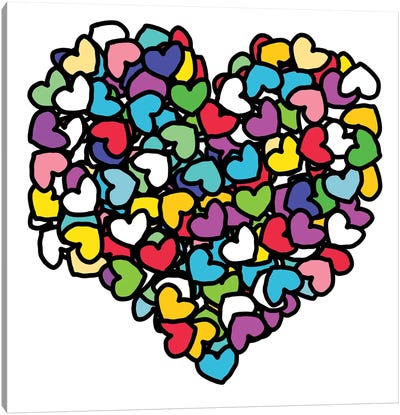 Rainbow Hearts Love Canvas Art Print - LGBTQ+ Art