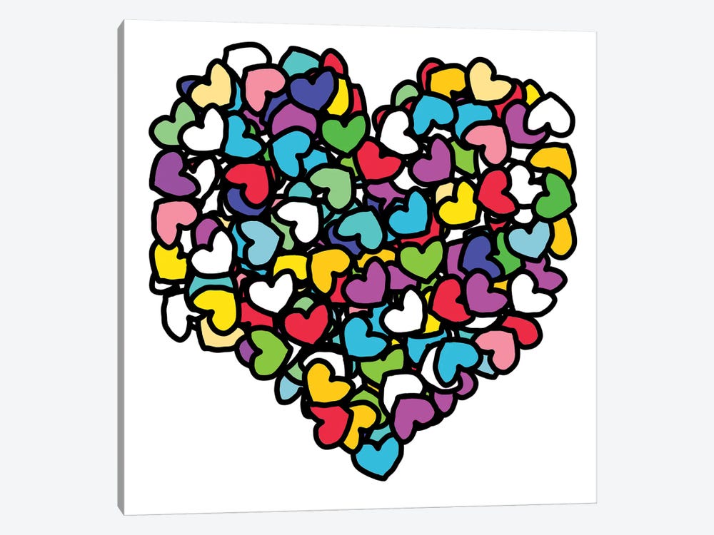 Rainbow Hearts Love by Notsniw Art 1-piece Canvas Art Print