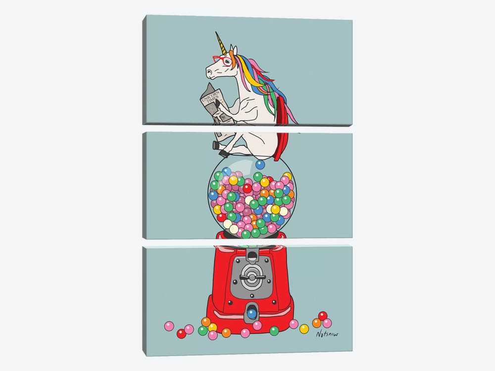 Unicorn Gumball Poop by Notsniw Art 3-piece Canvas Art Print