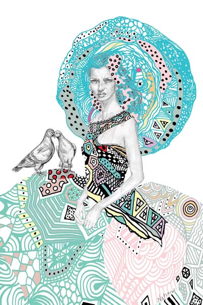 Notsniw Art: Victorian Geometric Floral Girl by Notsniw Art