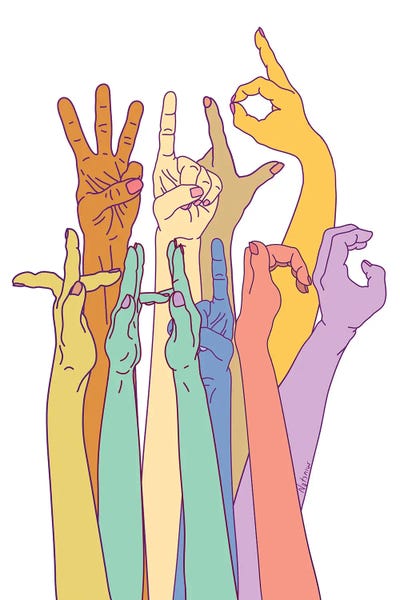 Body Positivity: Wild Thing Hand Alphabet Illustration by Notsniw Art