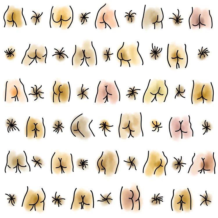 Watercolor Butts by Notsniw Art wall art