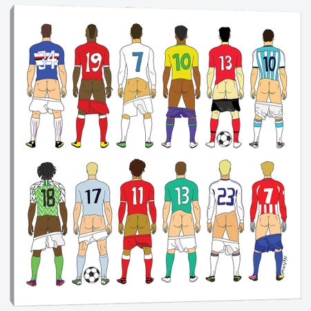 Soccer Butts Canvas Print #NOT71} by Notsniw Art Canvas Art Print
