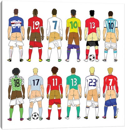 Soccer Butts Canvas Art Print - Crude Humor Art