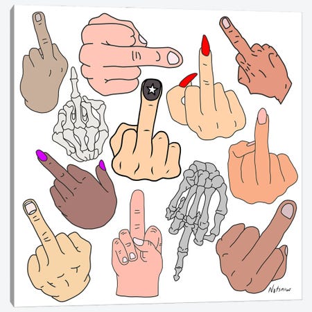 Middle Fingers Canvas Print #NOT77} by Notsniw Art Canvas Artwork