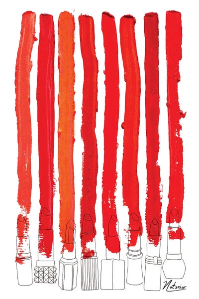 Lipstick Stripes Red by Notsniw Art art print