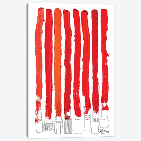 Lipstick Stripes Red Canvas Print #NOT79} by Notsniw Art Art Print