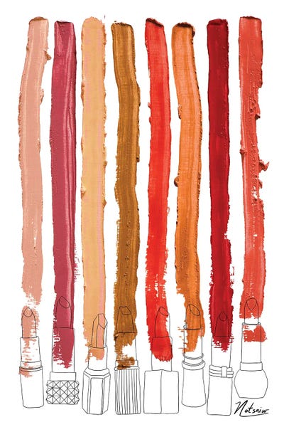 Lipstick Stripes Red Orange Gold Autumn by Notsniw Art framed wall art