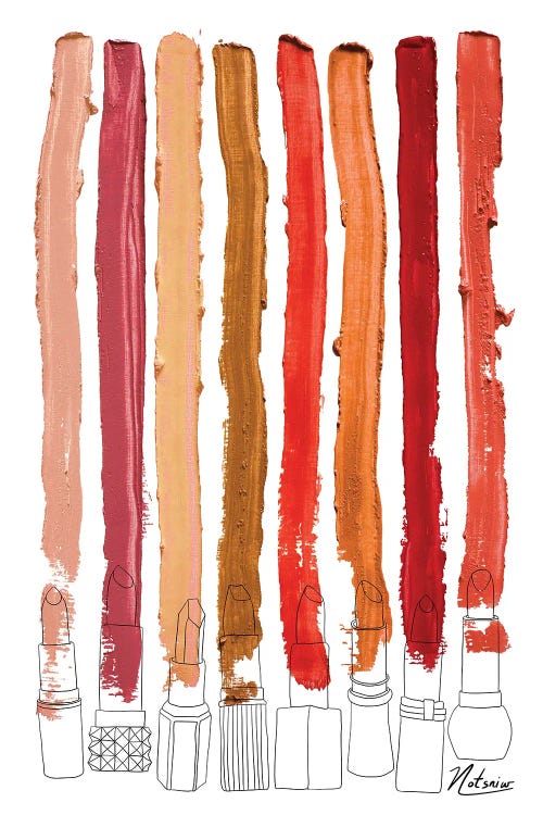 Lipstick Stripes Red Orange Gold Autumn by Notsniw Art wall art
