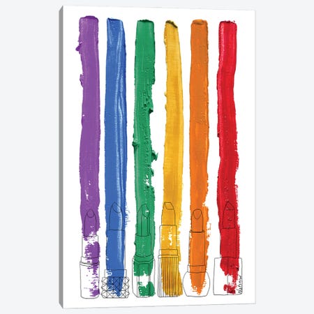 Lipstick Stripes Rainbow Gay Pride Canvas Print #NOT81} by Notsniw Art Canvas Art