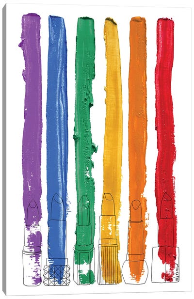 Lipstick Stripes Rainbow Gay Pride Canvas Art Print - Notsniw Art