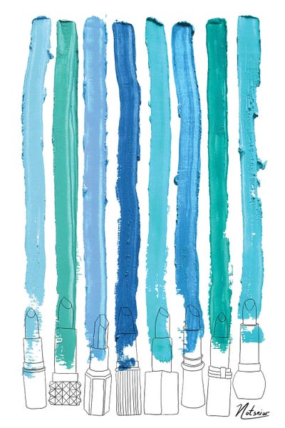 Lipstick Stripes Blue Teal Turquoise by Notsniw Art acrylic art print