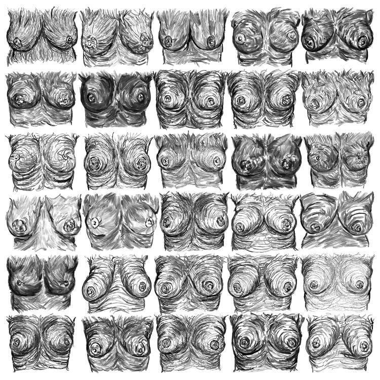 Breasts Ink Black And White by Notsniw Art wall art