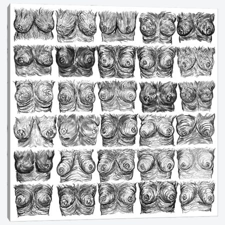 Breasts Ink Black And White Canvas Print #NOT92} by Notsniw Art Art Print