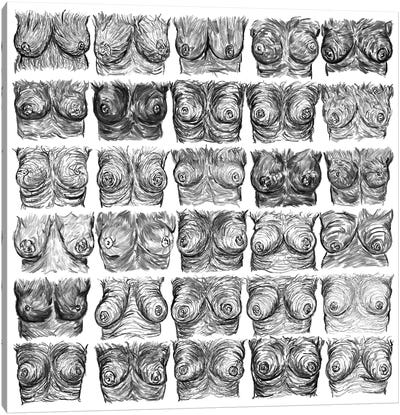 Breasts Ink Black And White Canvas Art Print - Notsniw Art