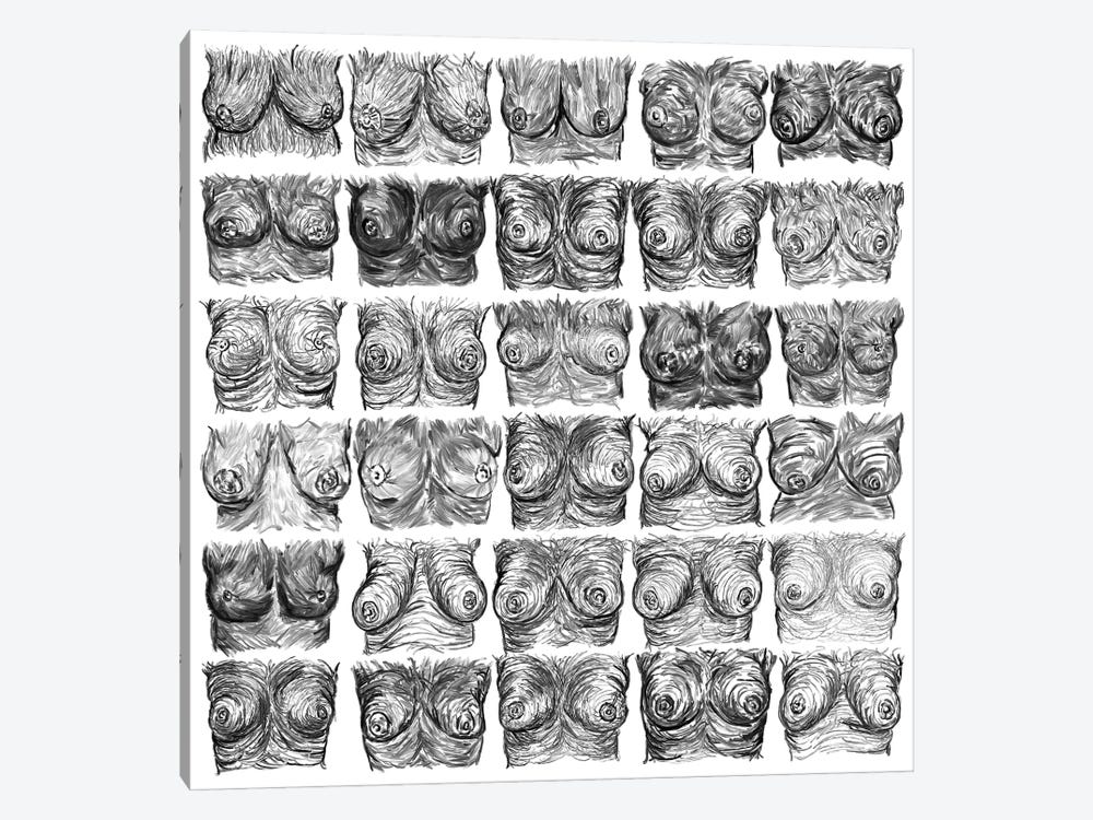 Breasts Ink Black And White by Notsniw Art 1-piece Art Print