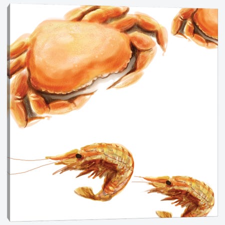 Illustrated Crab Canvas Print #NOV5} by Rick Novak Canvas Print